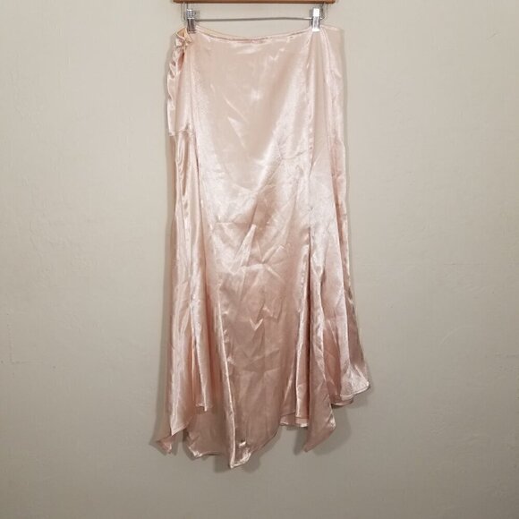 NWOT Free People Sunrise Satin Asymmetrical Midi Skirt Satin Size 8 - Picture 7 of 12